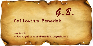 Gallovits Benedek névjegykártya